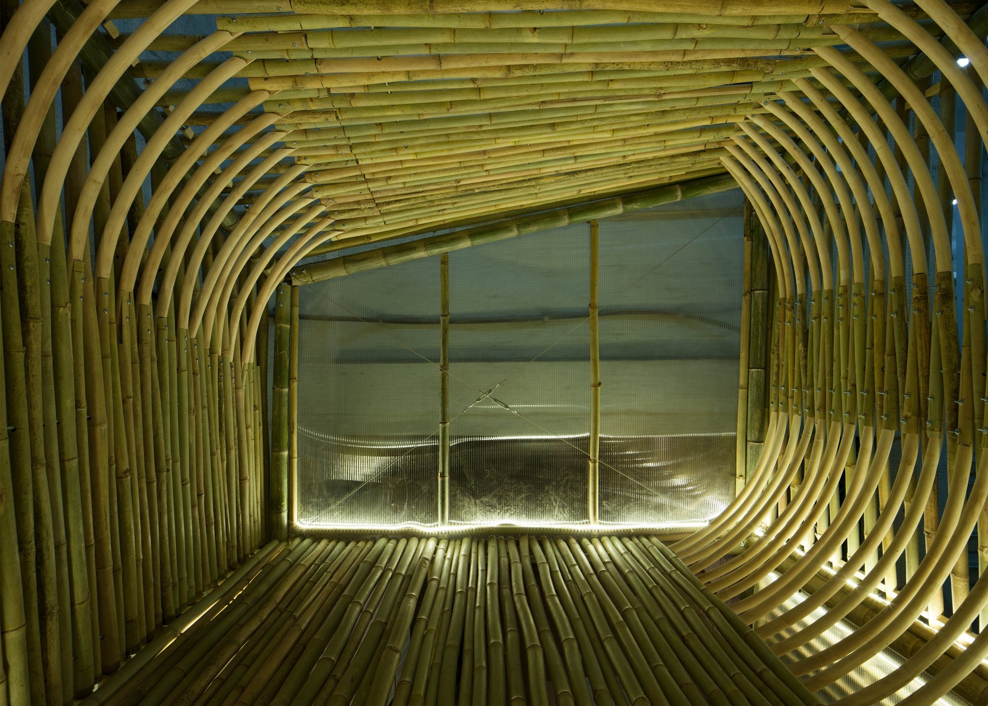 Bamboo Micro Houses Proposal - AFFECT-T - Micro House - Loft at Night- Humble Homes