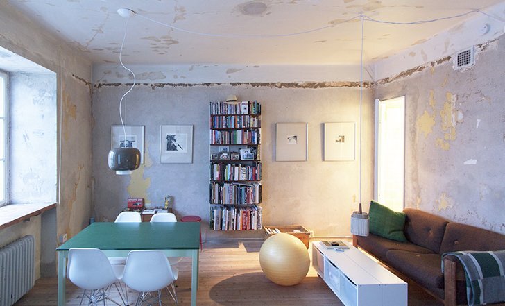 Karin Matz Renovates - HB6B Apartment - Stockholm Sweden - Tiny Apartment - Living and Dining Room - Humble Homes