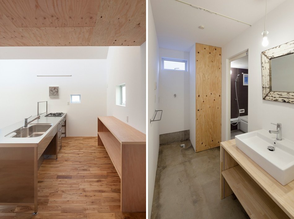 Pointed GEH House by I.R.A. - International Royal Architecture - Tokyo - Japan - Small House - Kitchen and Bathroom - Humble Homes