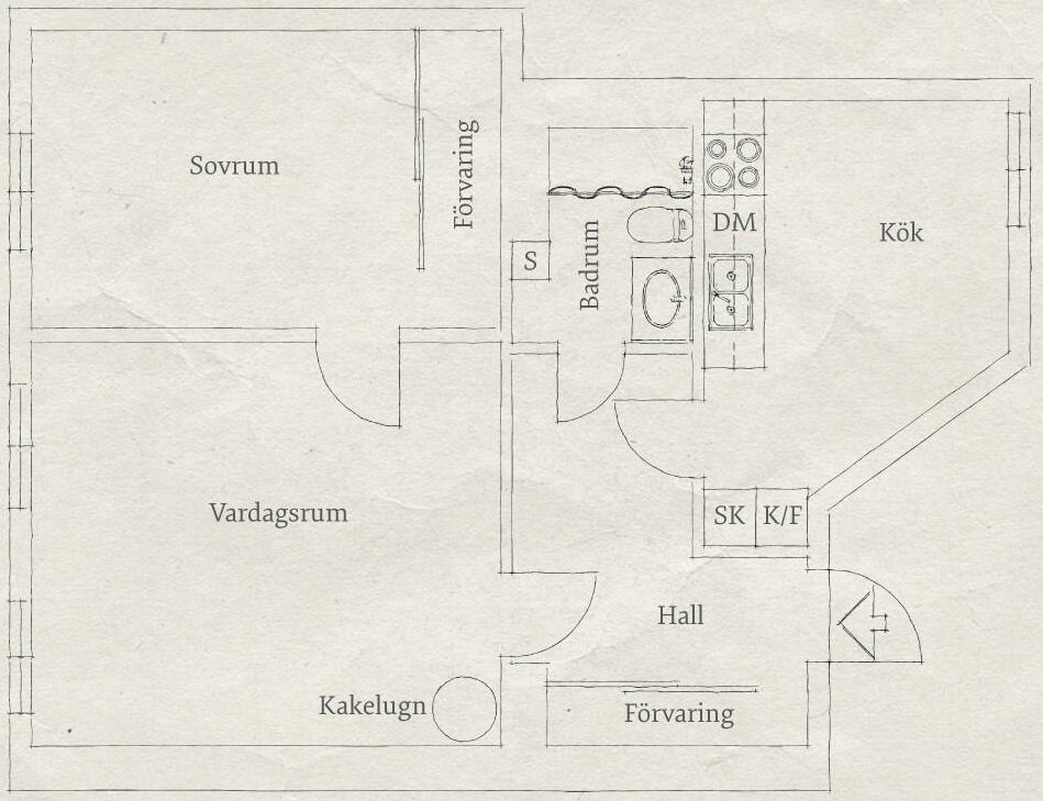 Small Apartment - Goteburg - Sweden - Stadhem - Floor Plan - Humble Homes