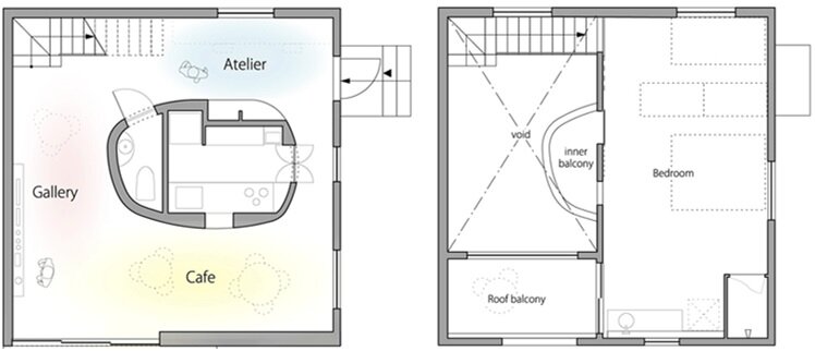 Oeuf - Multifunctional Home - Flat House - Tokyo - Floor Plans - Humble Homes