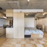 Tsukiji Room H - Yuichi Yoshida & associates - Tokyo - Bedroom and Kitchen - Humble Homes