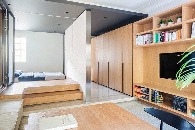 Small Apartment - More Design Office - Shanghai - Bedroom and Living Area - Humble Homes