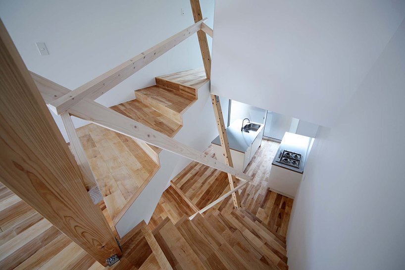 New Kyoto Town House - Alphaville - Japan - Stairwell and Kitchen - Humble Homes