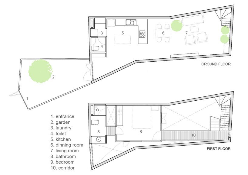 Zen House - H.A. Architects - Sai Gon - Floor Plan 1  - Humble Homes